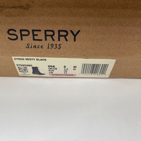 Sperry Syren Misty Tall Lace Up Rain Duck Boot Black - Picture 11 of 11
